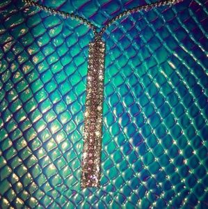 Womens Silver/ Pink Crystal Necklace and Earrings